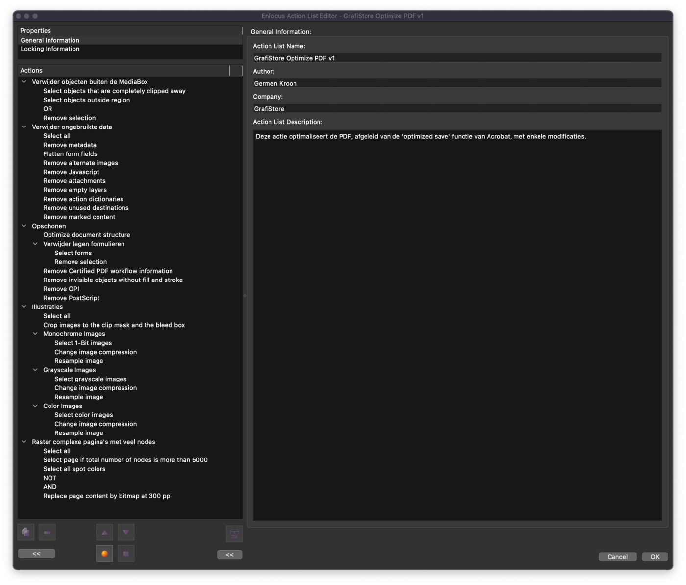 De Optimize PDF-action in PitStop Pro