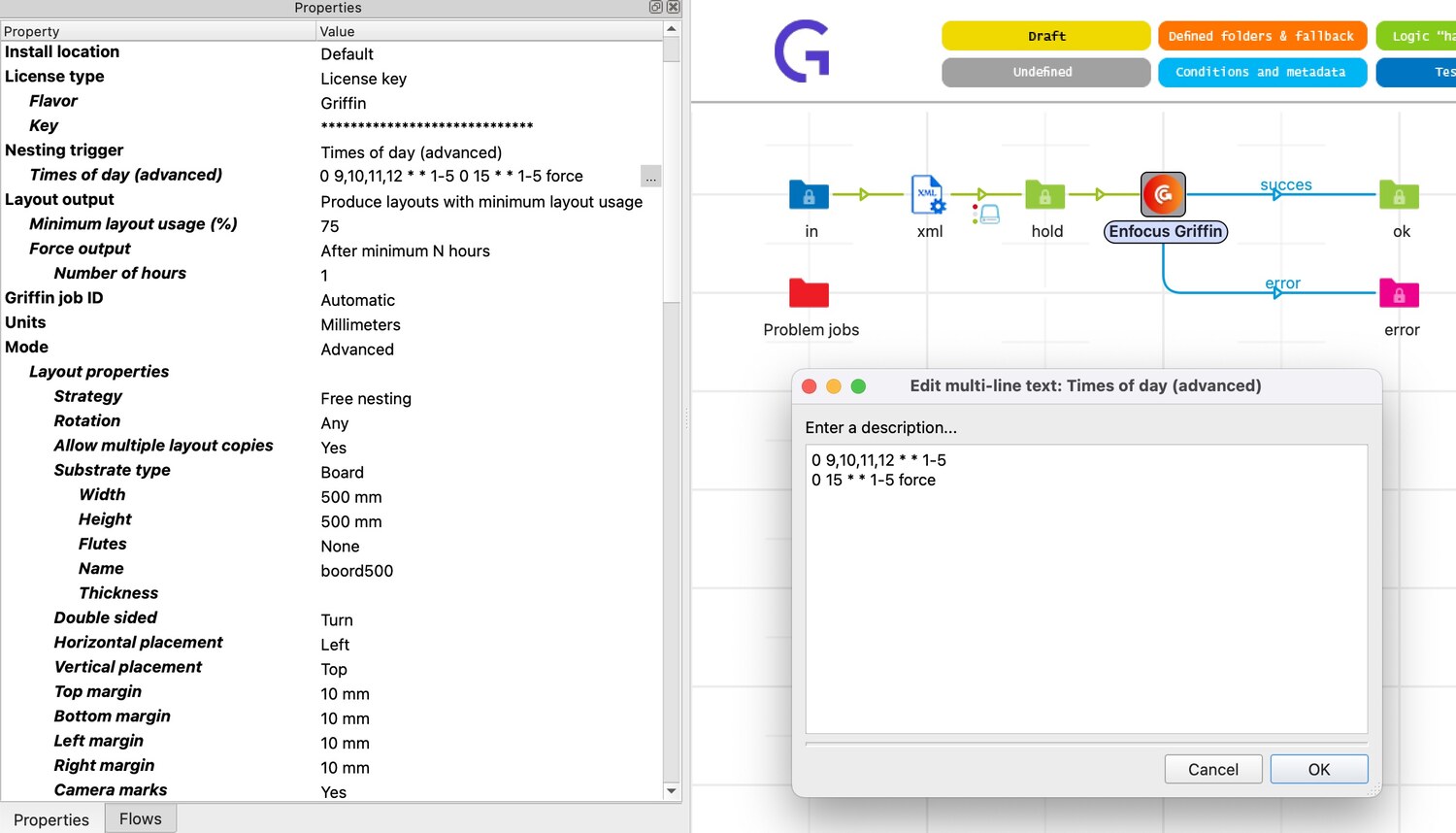 Cron Scheduler in Enfocus Griffin Auto