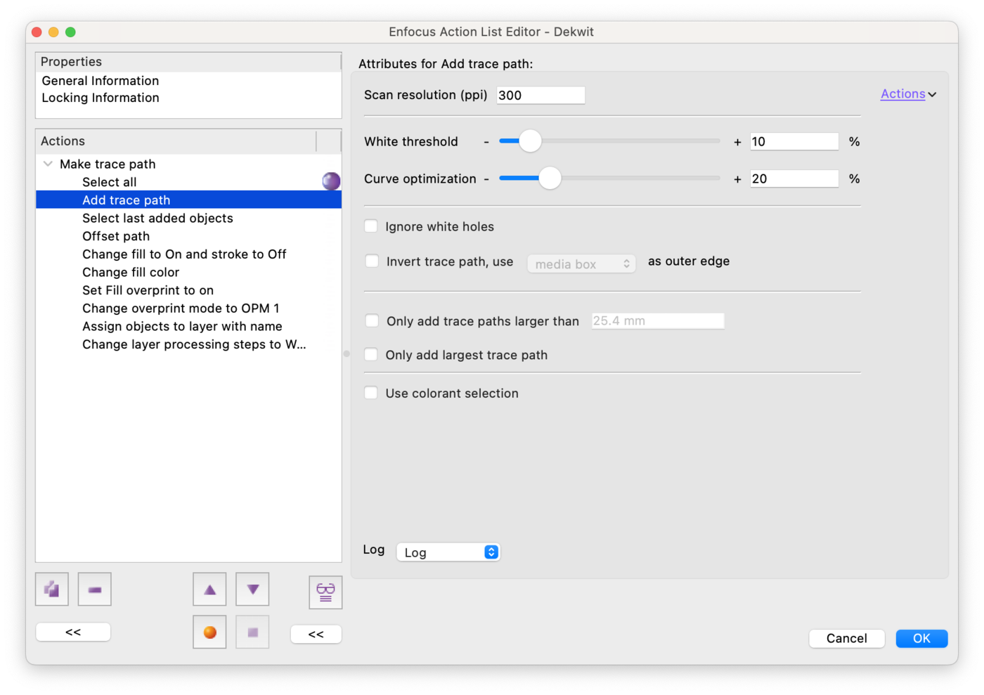 Add trace path-instellingen
