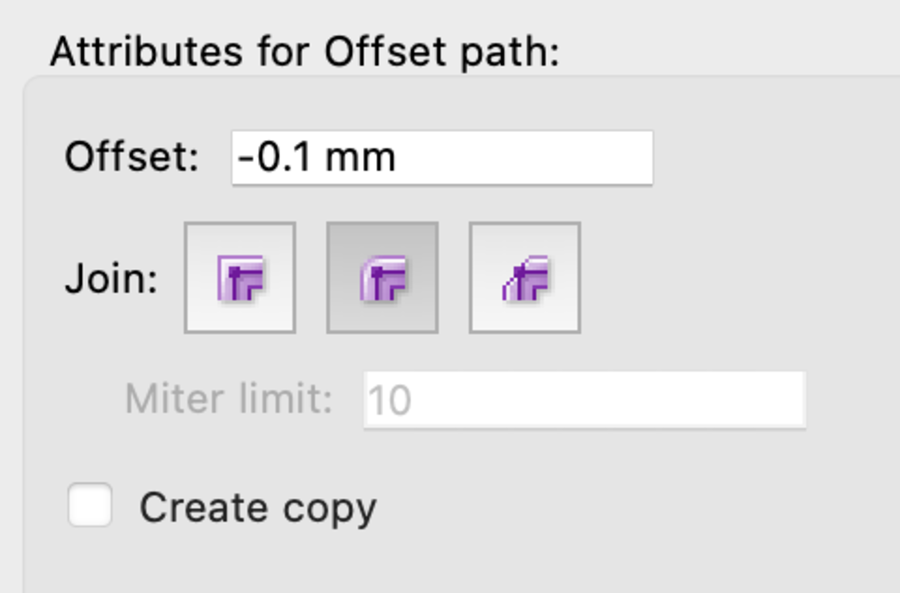 Offset path: 0,1 mm trappen