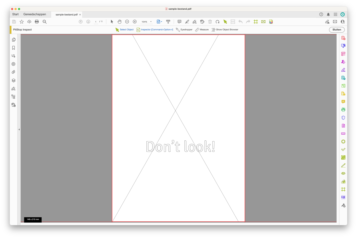 Wireframe van het voorbeelddocument