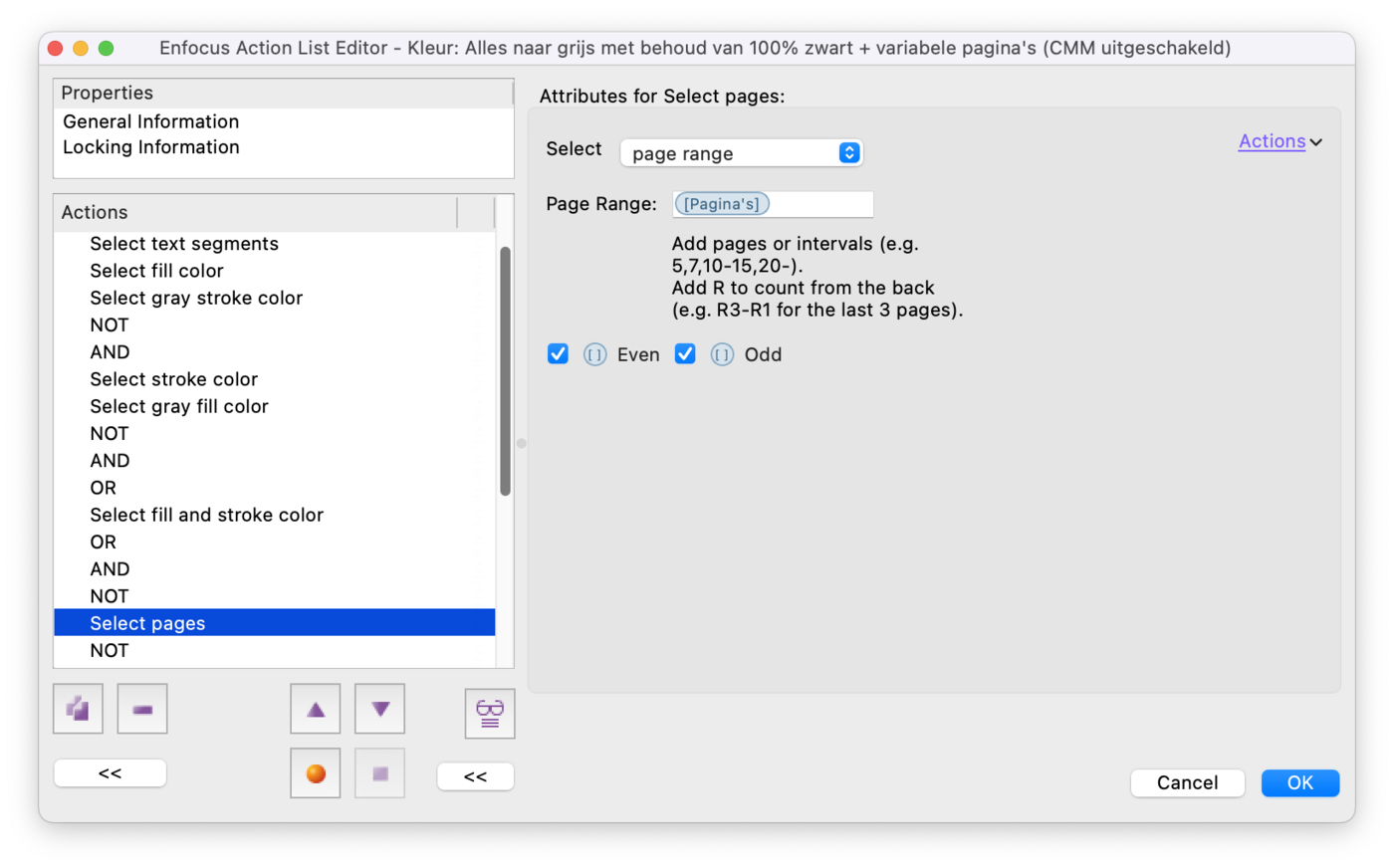 Select pages met de variabele paginabereiken