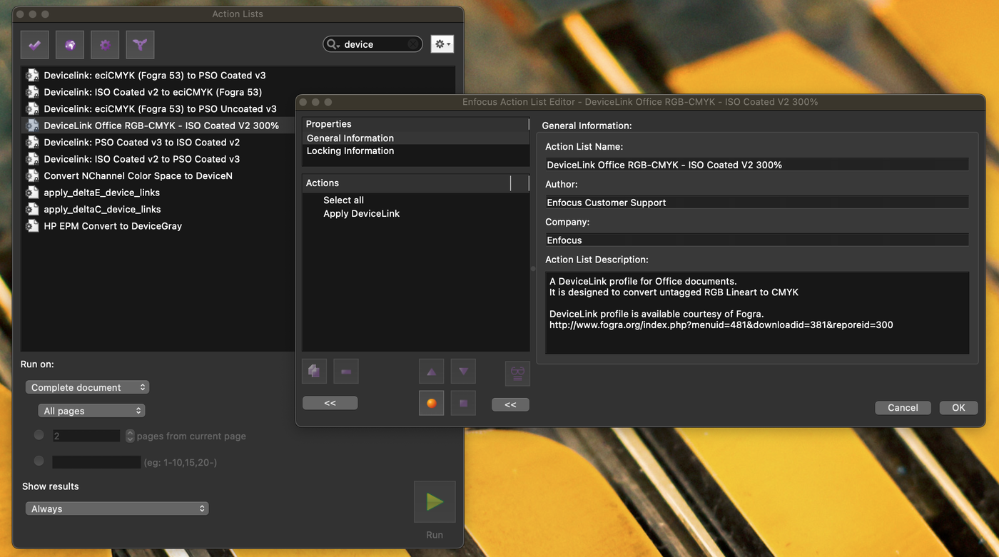 DeviceLink-conversie in PitStop Pro
