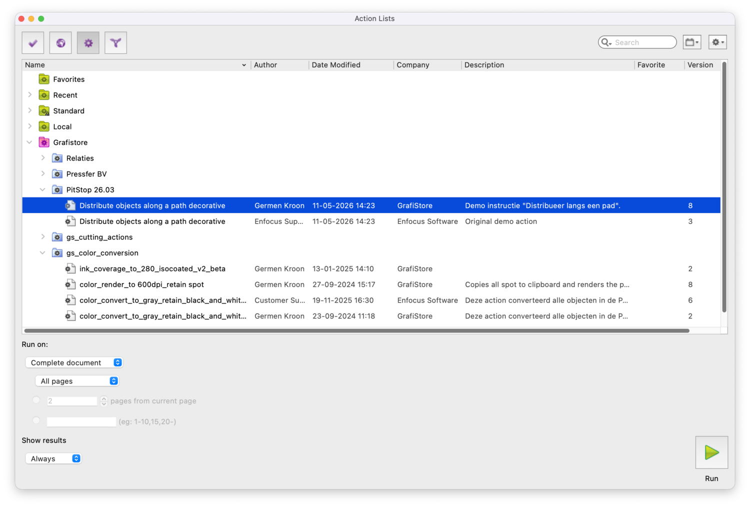 De uitgebreide File Manager met kolommen voor auteur en wijzigingsdatum