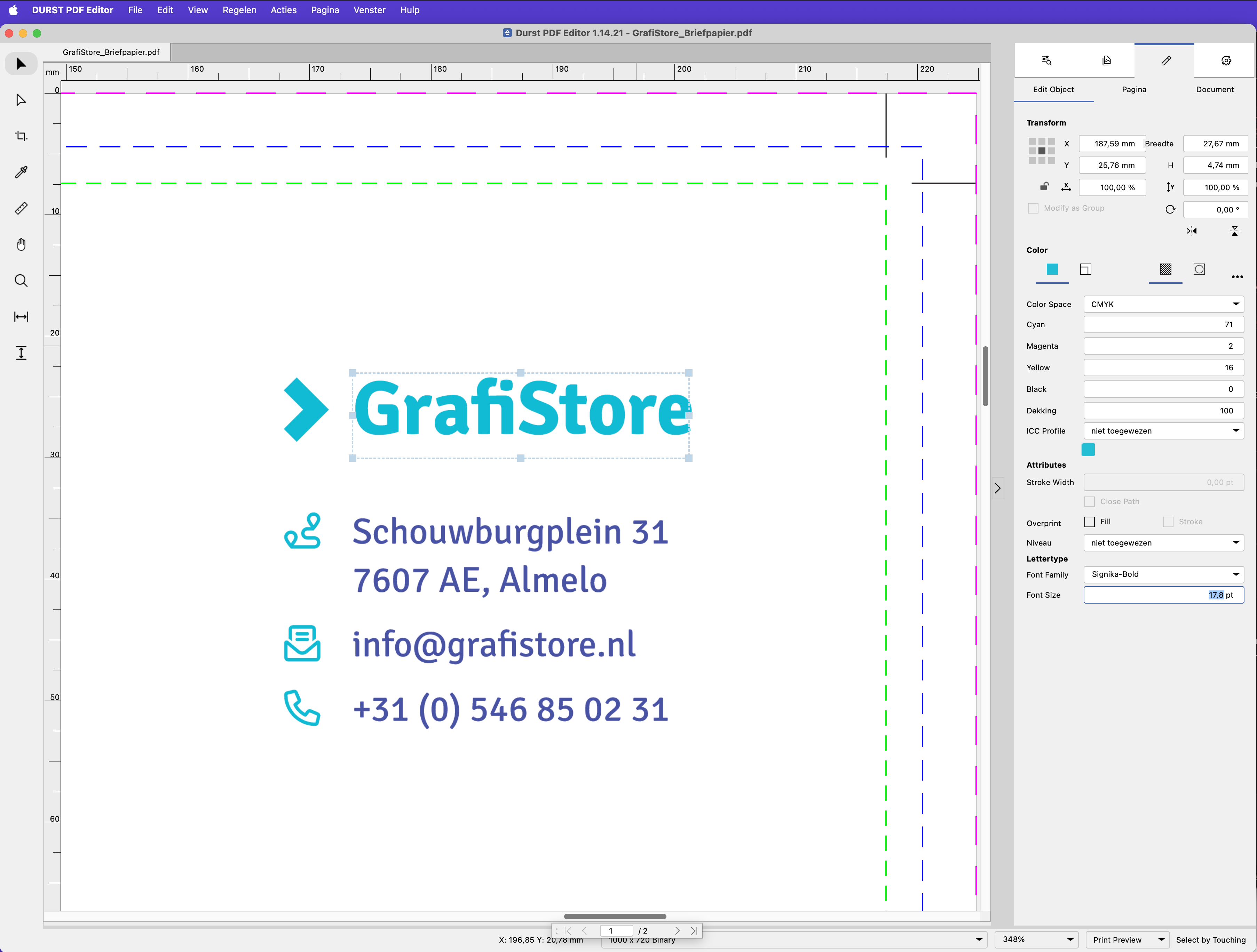 Het hoofdscherm van de Durst Smart Factory PDF Editor