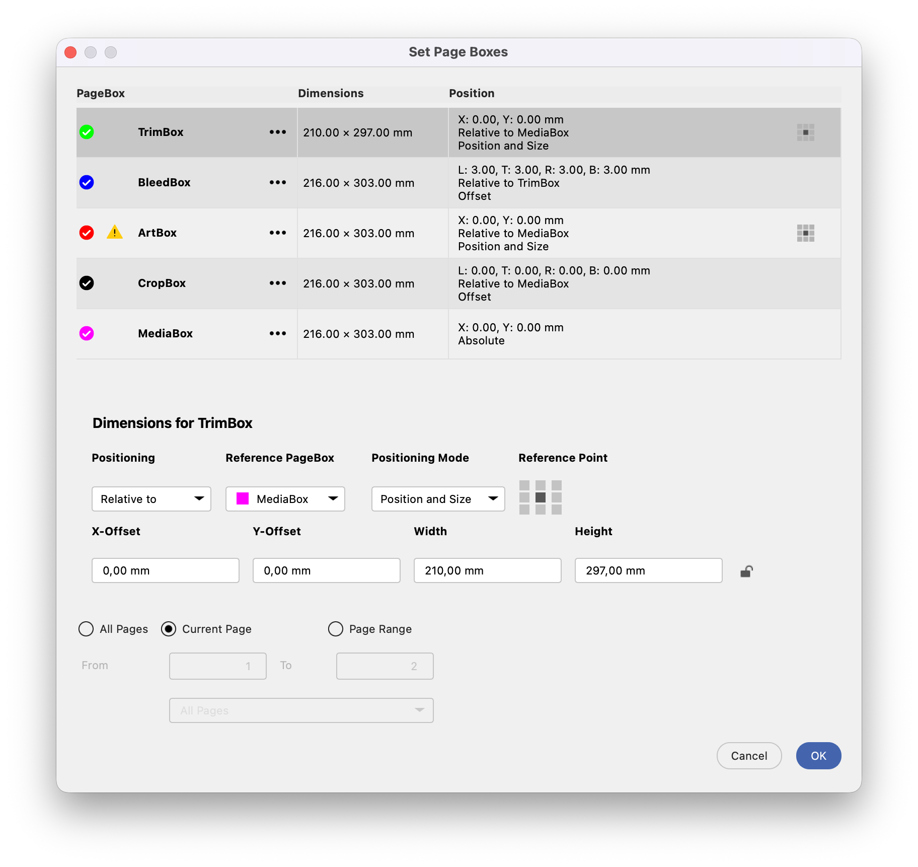 Paginakaders instellen in de Durst PDF Editor