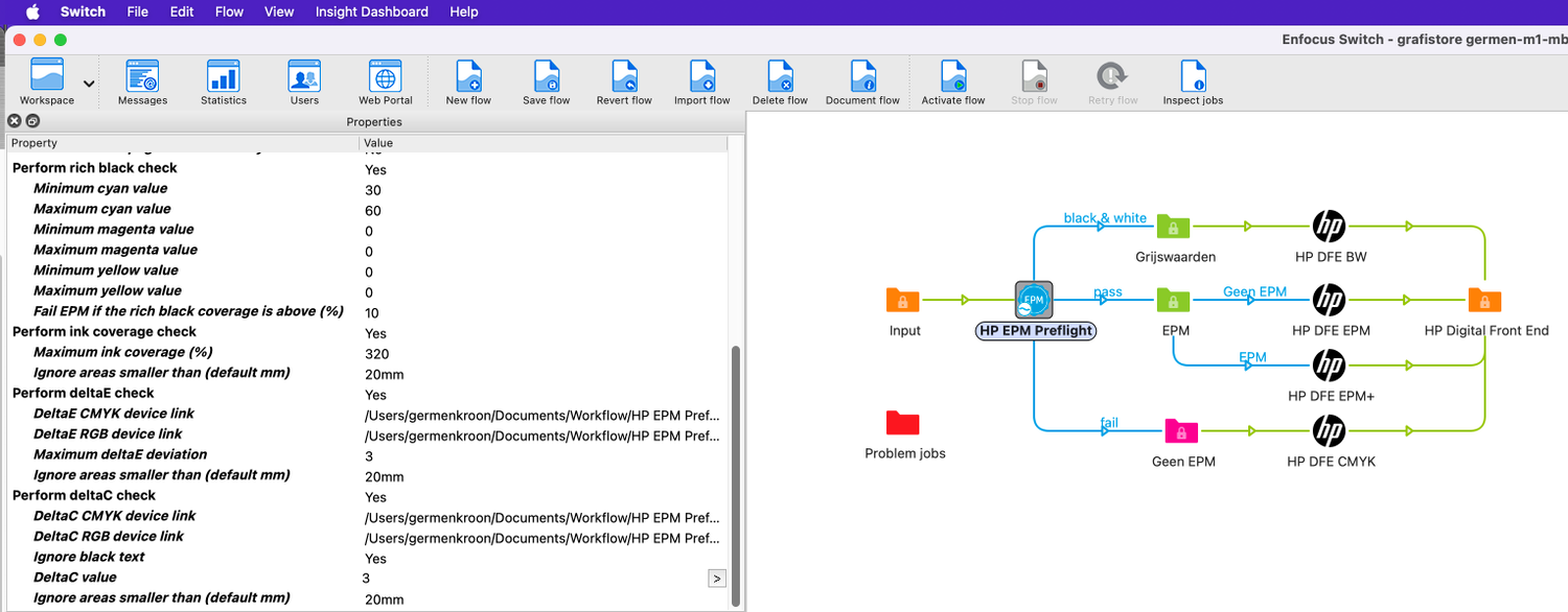 Controle op EPM-geschiktheid met Enfocus Switch en de HP EPM-module